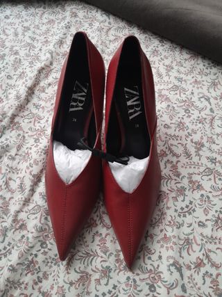 Tacones Zara Rojos Talla 38