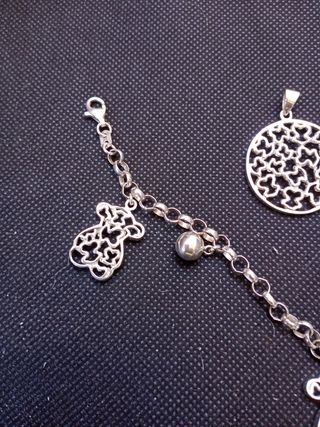 Conjunto de pulsera y colgante de plata 925
