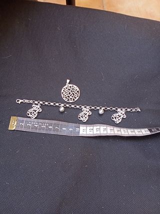 Conjunto de pulsera y colgante de plata 925