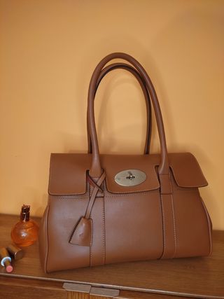 Bolso de piel auténtica camel
