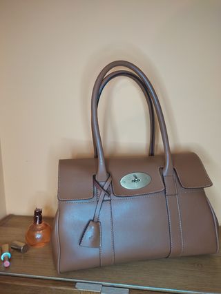 Bolso de piel auténtica camel