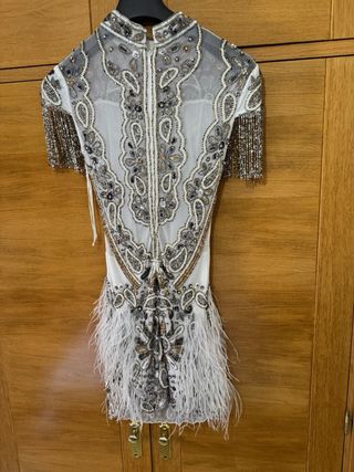 Vestido fiesta Diamond For Eden plata y blanco