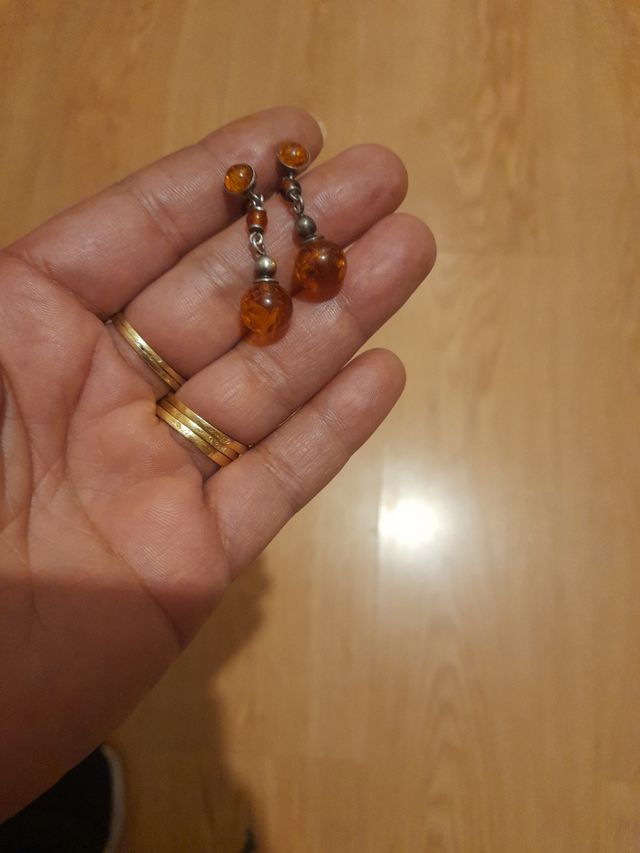 Pendientes ámbar y plata