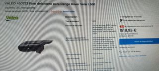 Faros Land Rover Velar Nuevos
