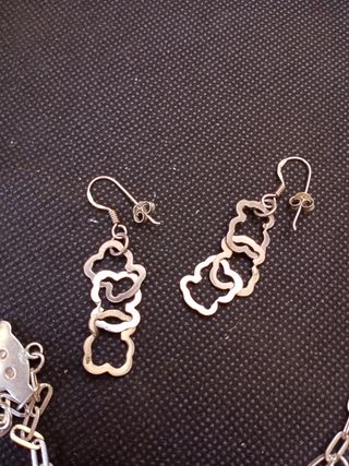Pulsera y pendientes plata 925 oso