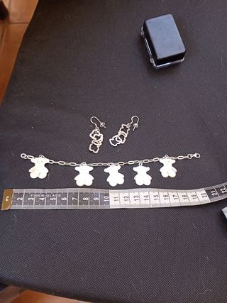 Pulsera y pendientes plata 925 oso