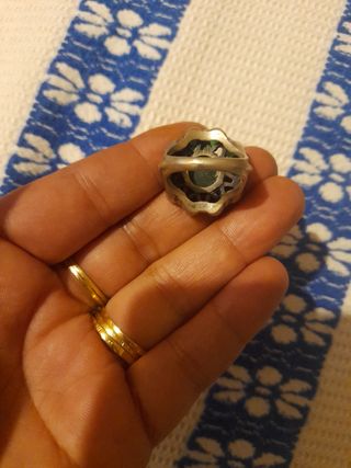 Anillo antiguo plata con piedras verdes
