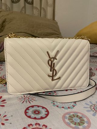 Bolso Blanco Saint Laurent Dorado