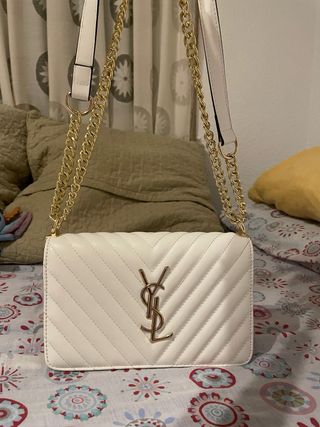 Bolso Blanco Saint Laurent Dorado