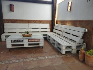 Mesa Rinconera Palets Blanca