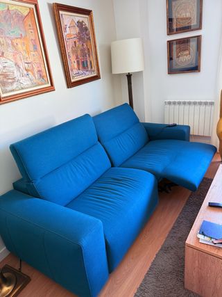 Sofá 3 plazas reclinable electrico color azul
