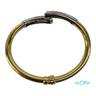 Pulsera Torques Oro 18k Blanco y Amarillo Amatista