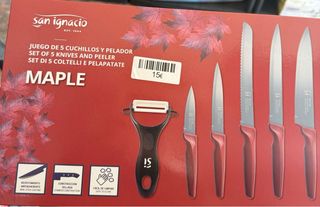 Set 5 Cuchillos y Pelador San Ignacio Maple