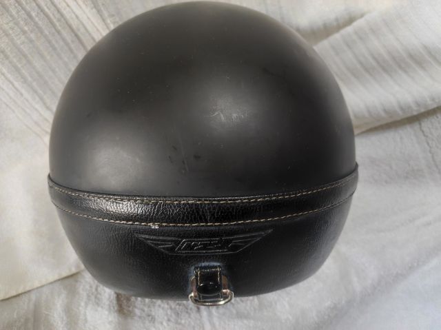 Casco Moto Negro Cuero