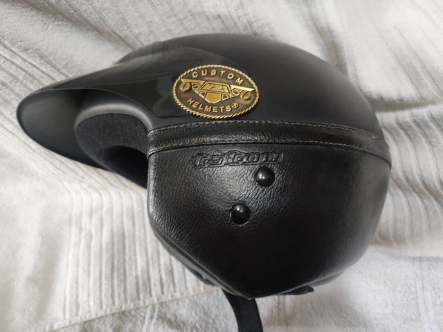 Casco Moto Negro Cuero