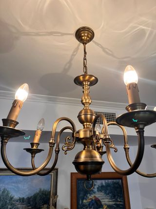 Lámpara Candelabro Vintage Hierro Forjado.