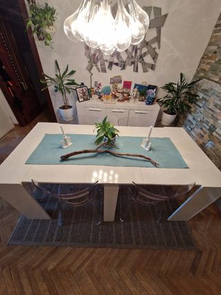 Mesa comedor extensible madera industrial 