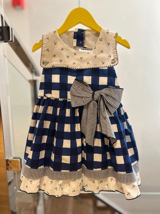 Vestido Verano Little King Azul/Blanco talla 3 año