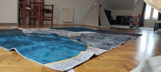 Alfombra moderna azul y gris