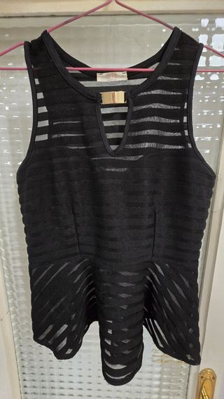 Blusa CAT DE U.S.A Talla M-L  Negra Transparente 