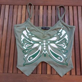 Top chica verde mariposa