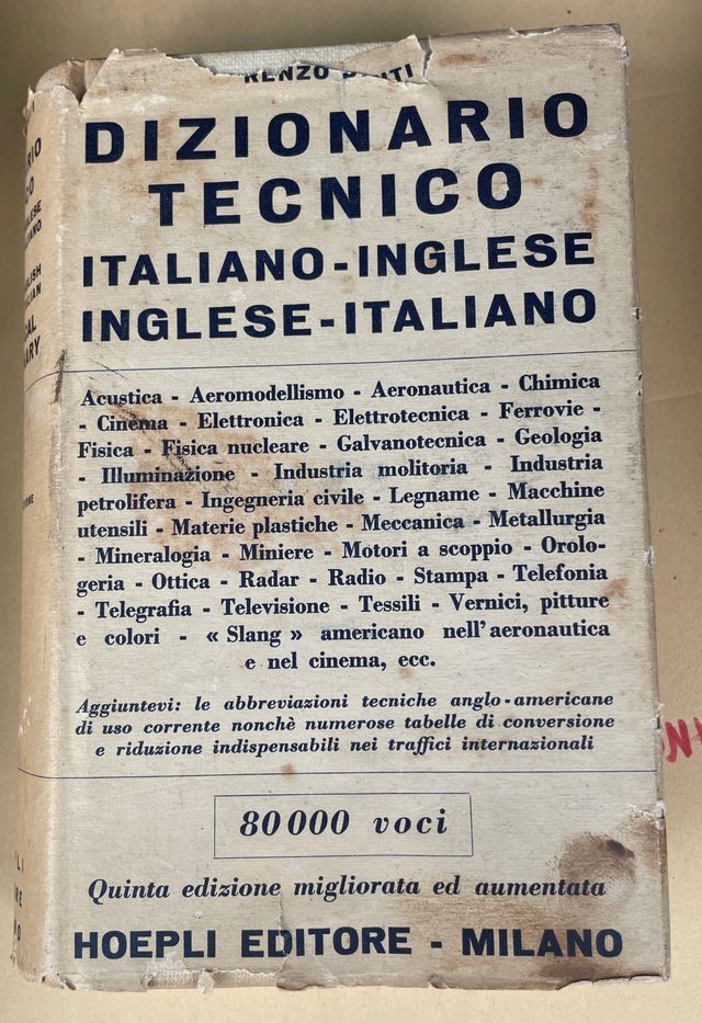 Dizionario Tecnico Hoepli Italiano - Inglese Ingle