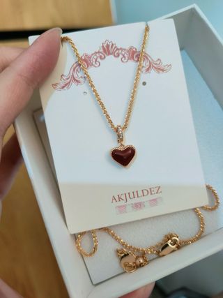 Collana AKJUDLZ cuore rosso e oro