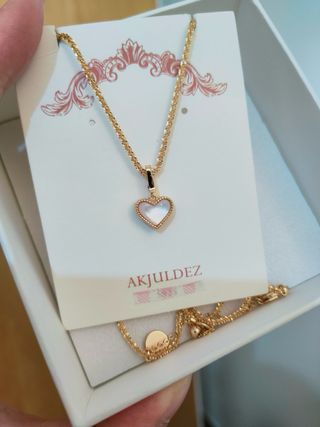 Collana AKJUDLZ cuore rosso e oro