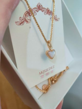 Collana AKJUDLZ cuore rosso e oro
