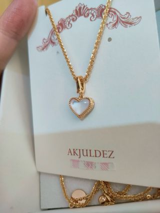 Collana AKJUDLZ cuore rosso e oro