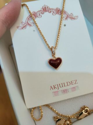 Collana AKJUDLZ cuore rosso e oro