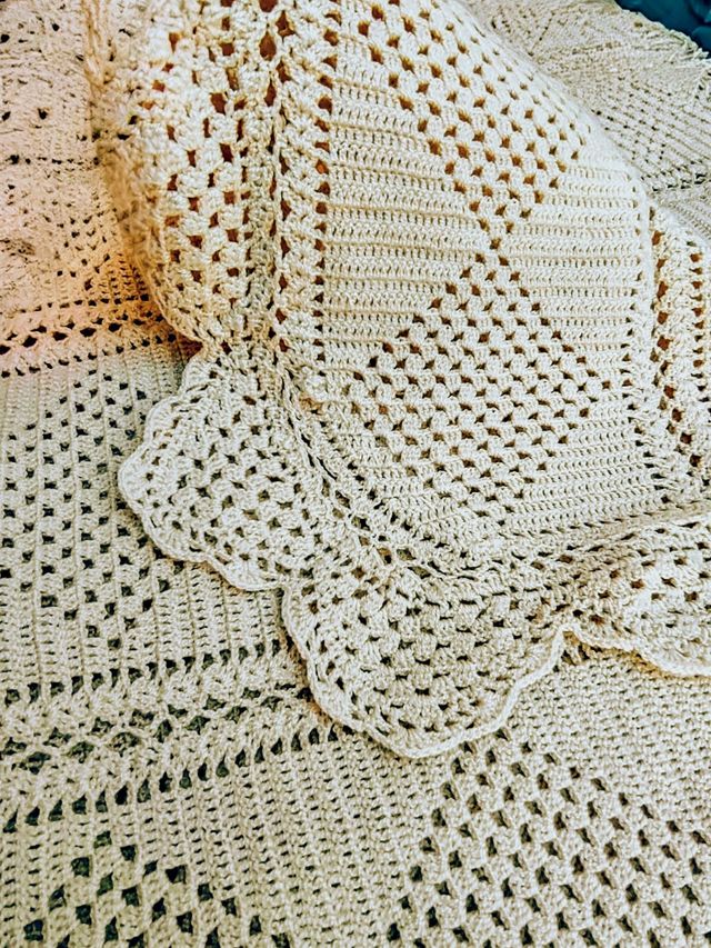 Vintage,Colcha de crochet, manual.
