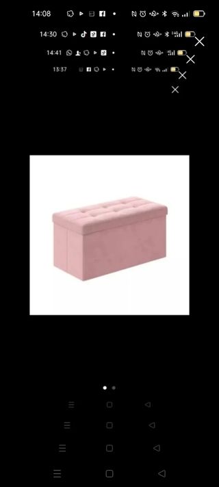 Pouf contenitore rosa in velluto