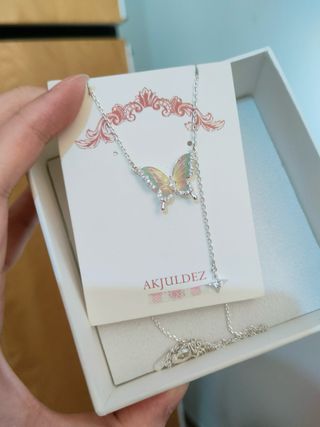 Collana farfalla colorata con strass con scatolina