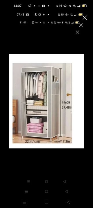 Armadio in tessuto beige/grigio