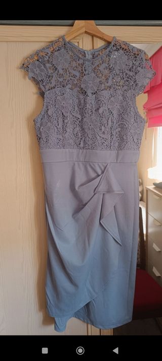Vestido de fiesta gris azulado 