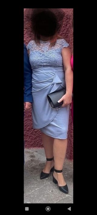 Vestido de fiesta gris azulado 