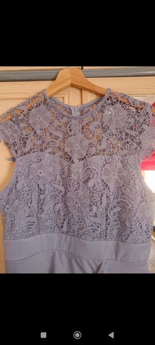 Vestido de fiesta gris azulado 