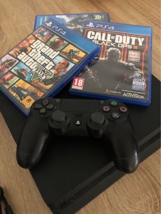 PS4 Slim 500GB Negra + Mando + 2 Juegos