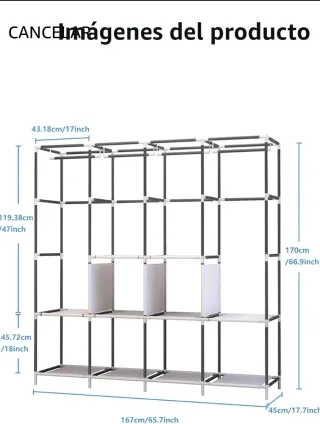 Armario ropero de tela negro y blanco