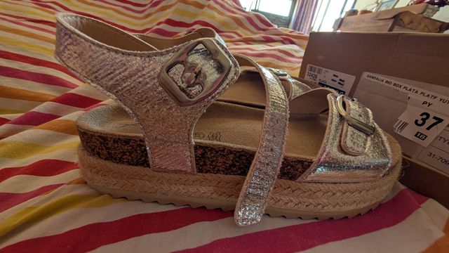 Sandalias cuña Plata Talla 37