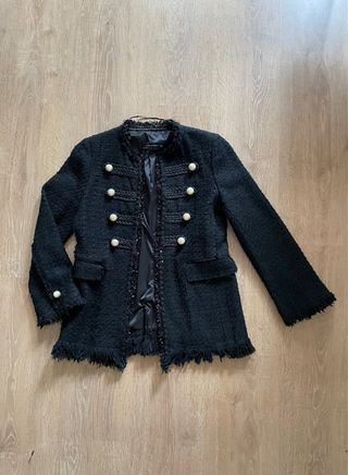 chaqueta abierta tipo tweed Zara talla S