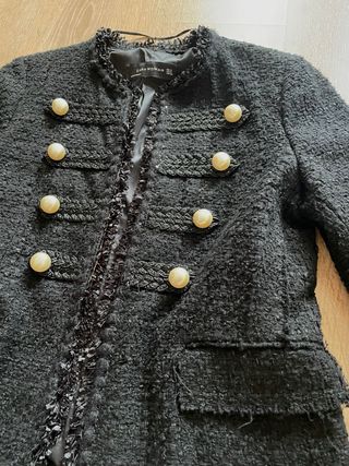 chaqueta abierta tipo tweed Zara talla S