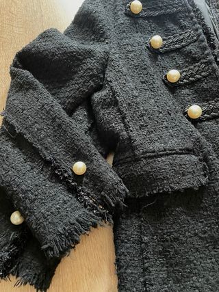 chaqueta abierta tipo tweed Zara talla S