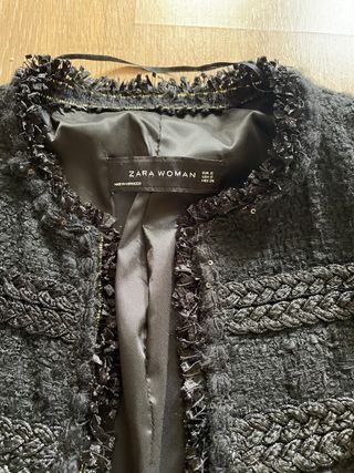 chaqueta abierta tipo tweed Zara talla S