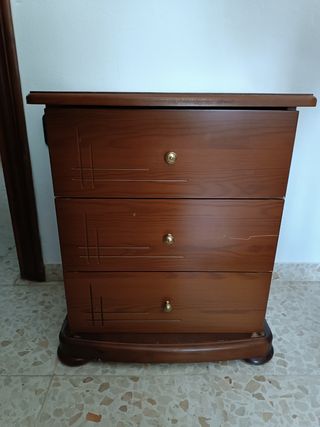 Mesita de noche y cabecero de madera de 90