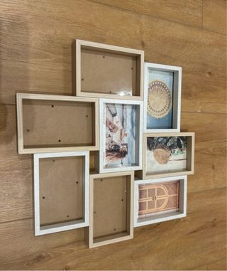 Marco 7 fotos 10x15cm blanco y madera