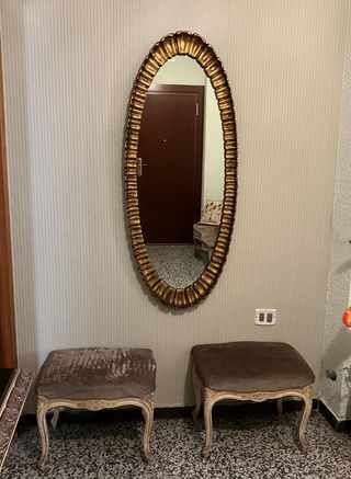 2 Banquetas antiguas terciopelo