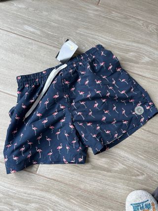 Bañador niño flamencos azul y rosa
