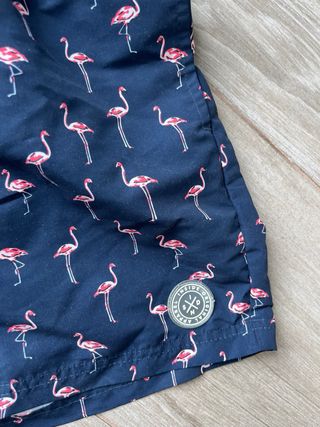 Bañador niño flamencos azul y rosa